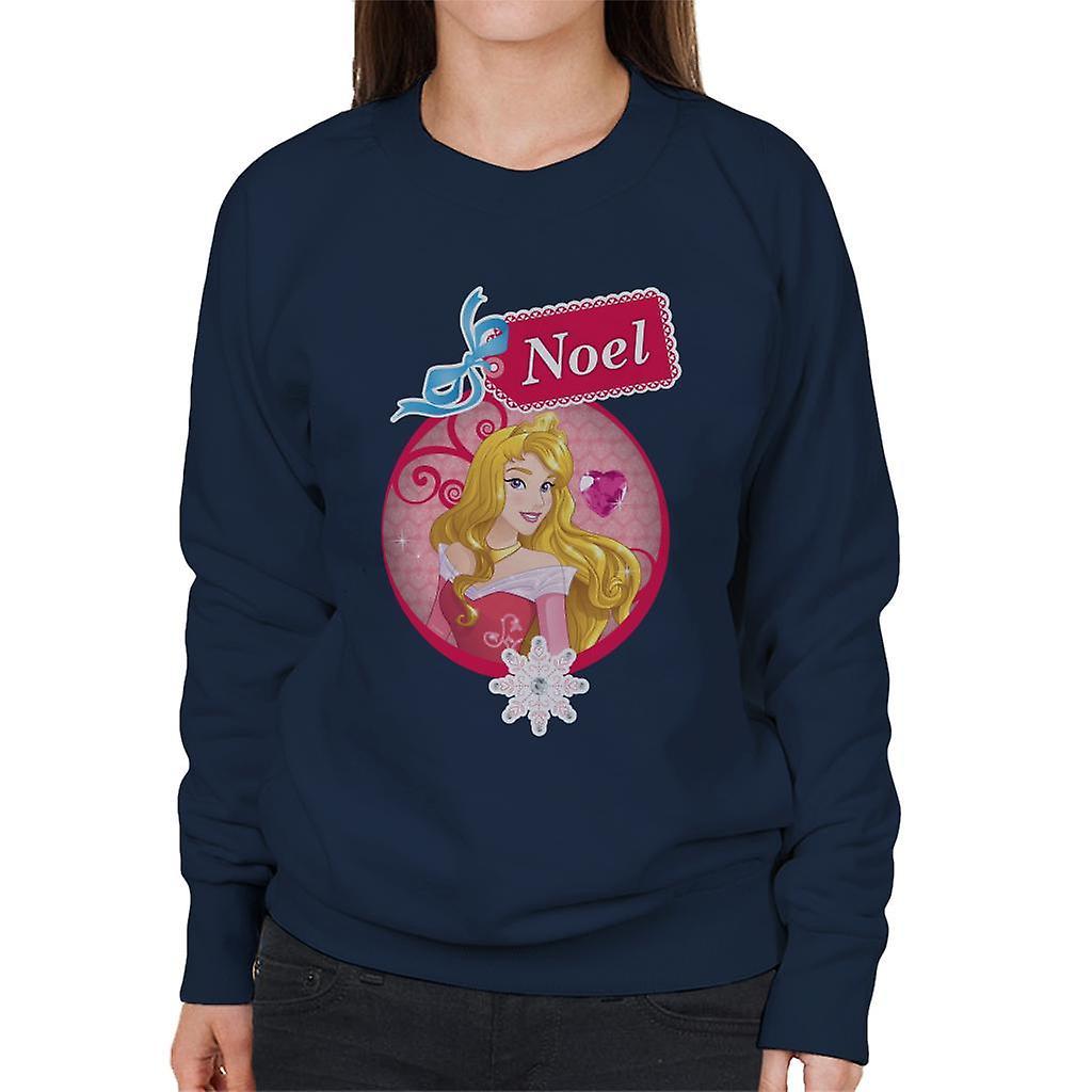 Disney Christmas Sleeping Beauty Princess Aurora Noel Women's Sweatshirt Navy Blue Medium