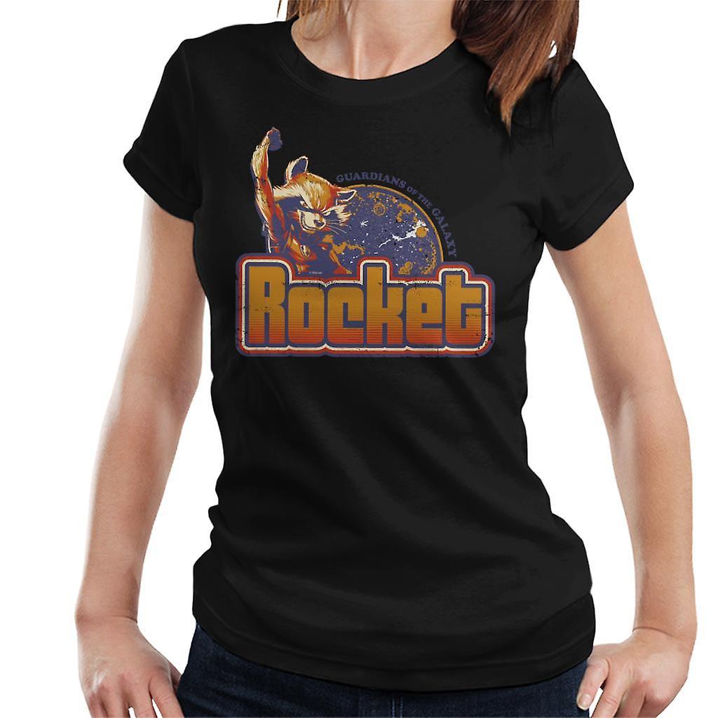 Marvel Guardians Of The Galaxy Retro Rocket Raccoon Women's T-Shirt Black Large