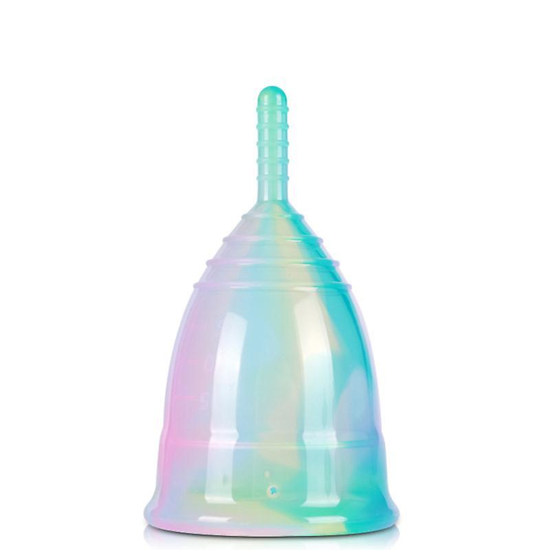 Somerway Menstrual Cup Safe Smell-less Silicone Women Period Menstruation Alternative Cup for Sleep Rainbow Color L