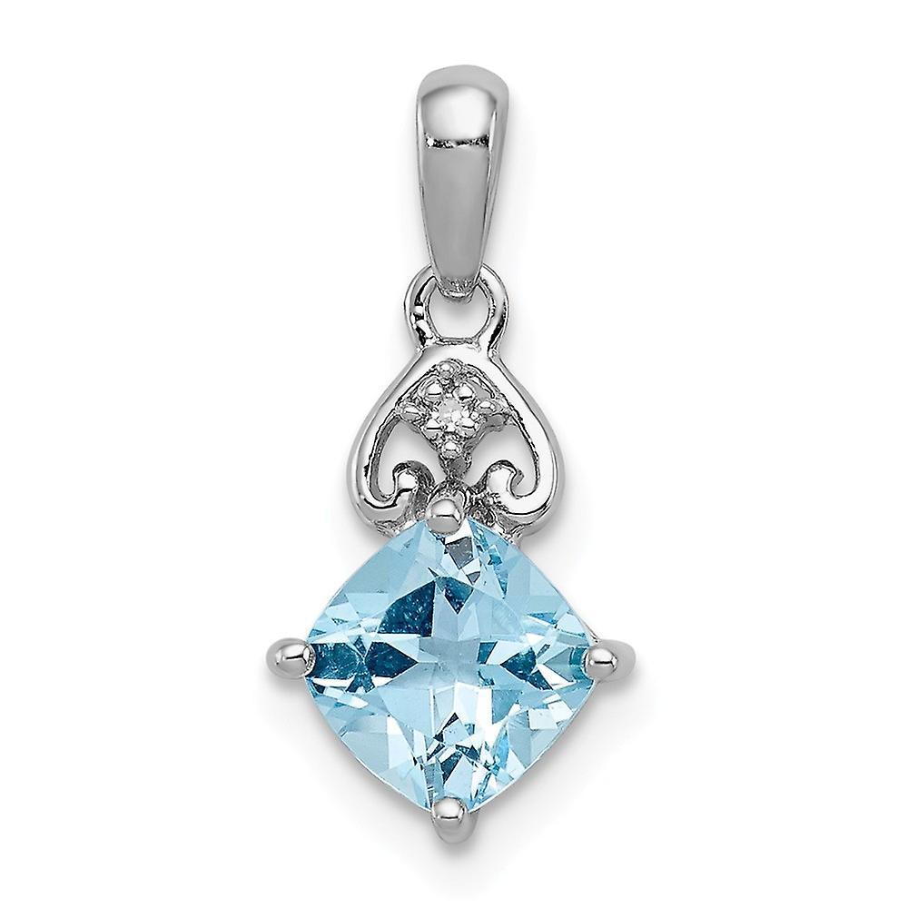 JewelryWeb 925 Sterling Silver Polished Prong set Open back Fancy cut out back Rhodium Plated Diamond and Light Swiss Bt Pendant Ne