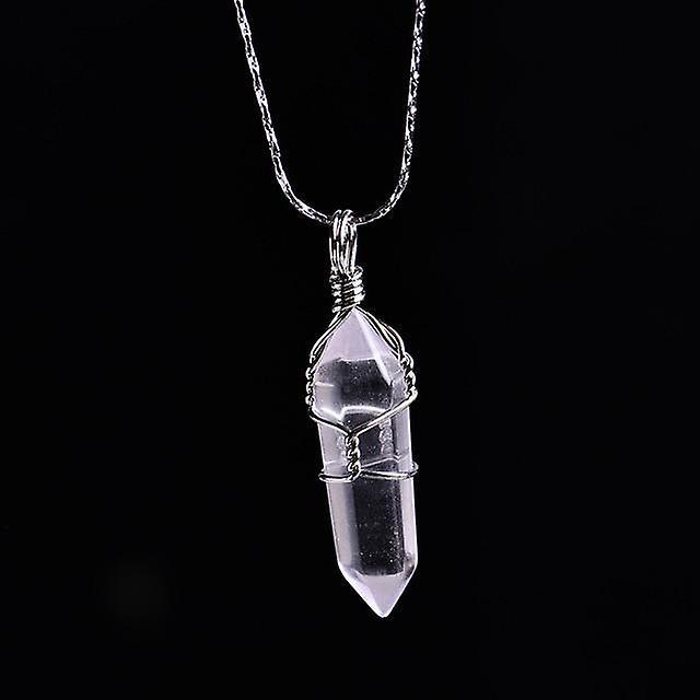 Slowmoose Natural Rose Crystal Quartz, Amethyst Pendant - Magic Repair Healing, Jewelry Clear Quartz