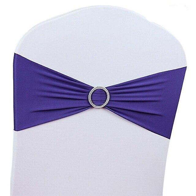 Slowmoose Sash Bands And Elastic Bows Chair Cover Dark Purple