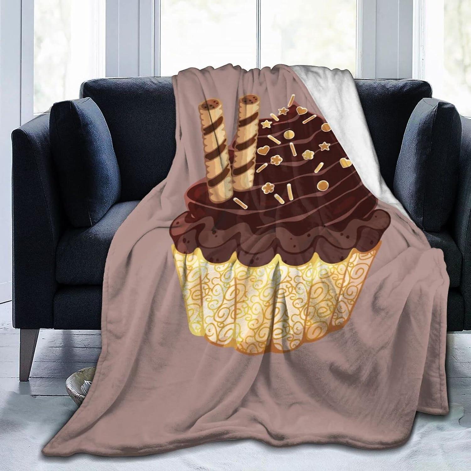 Kerota Printed Flannel Blanket, Chocolate Wafer Cupcake Throw Blanket, Soft Throw, Warm Anti-Pilling Blanket for Sofa Bed Couch Throw 50x40in 125x1...