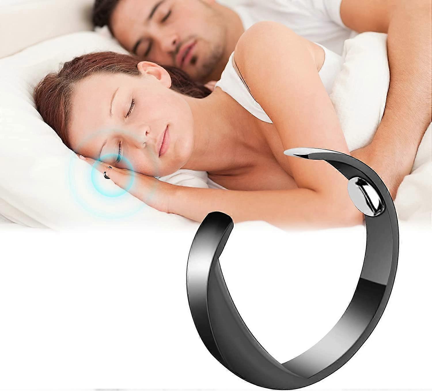 Unbrand 2pcs Anti Snore Ring, Anti Snoring Devices, Acupressure Anti Snore Ring, Magnetic Anti Snore Ring Effective Snoring Solution Black M