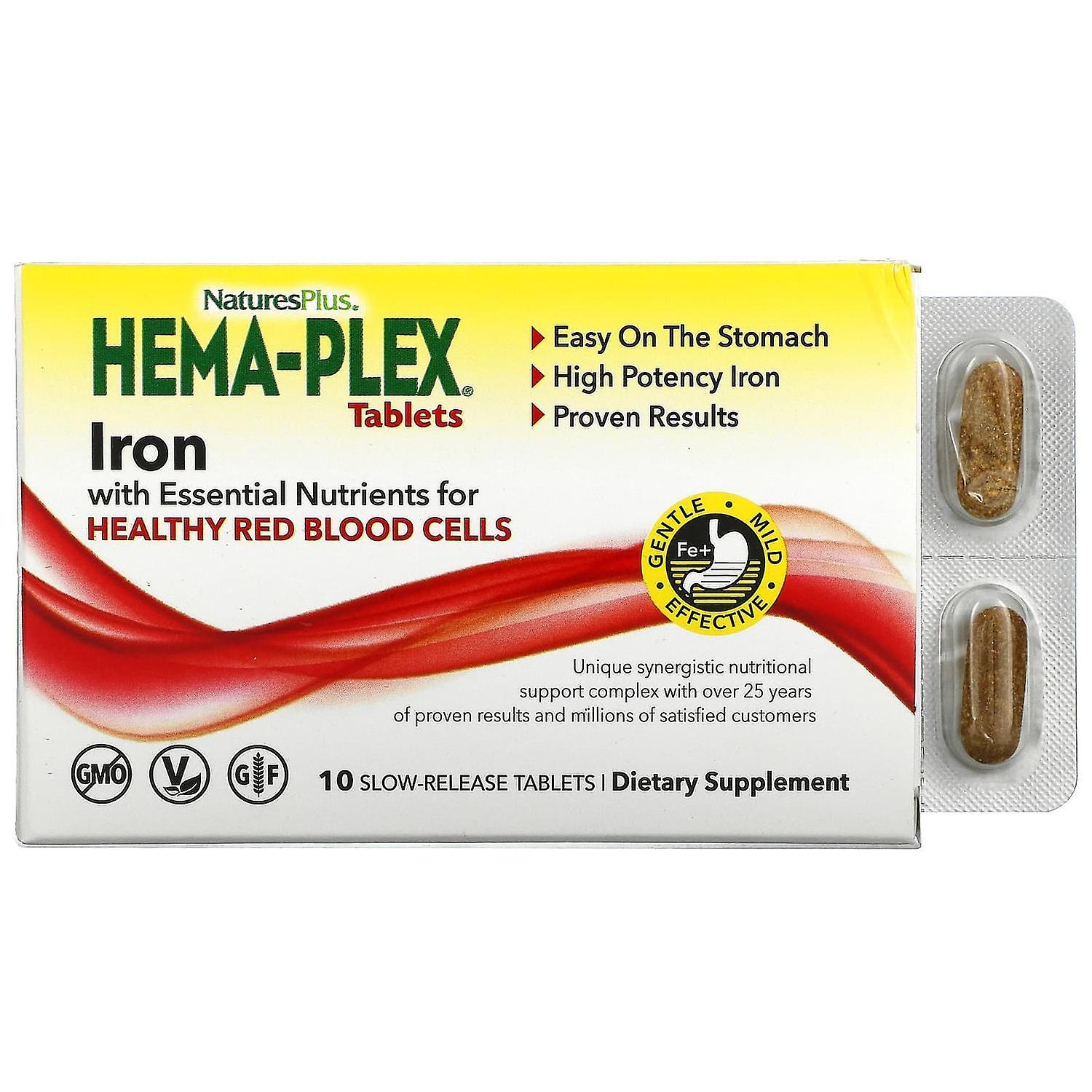 Nature's Plus NaturesPlus, Hema-Plex, Iron with Essential Nutrients for Healthy Red Blood Cells , 10 Slow Release