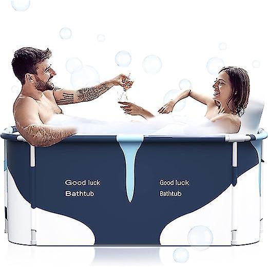 Mmcici Portable Foldable Bathtub, Foldable Bathtub for Adults Navy 140CM