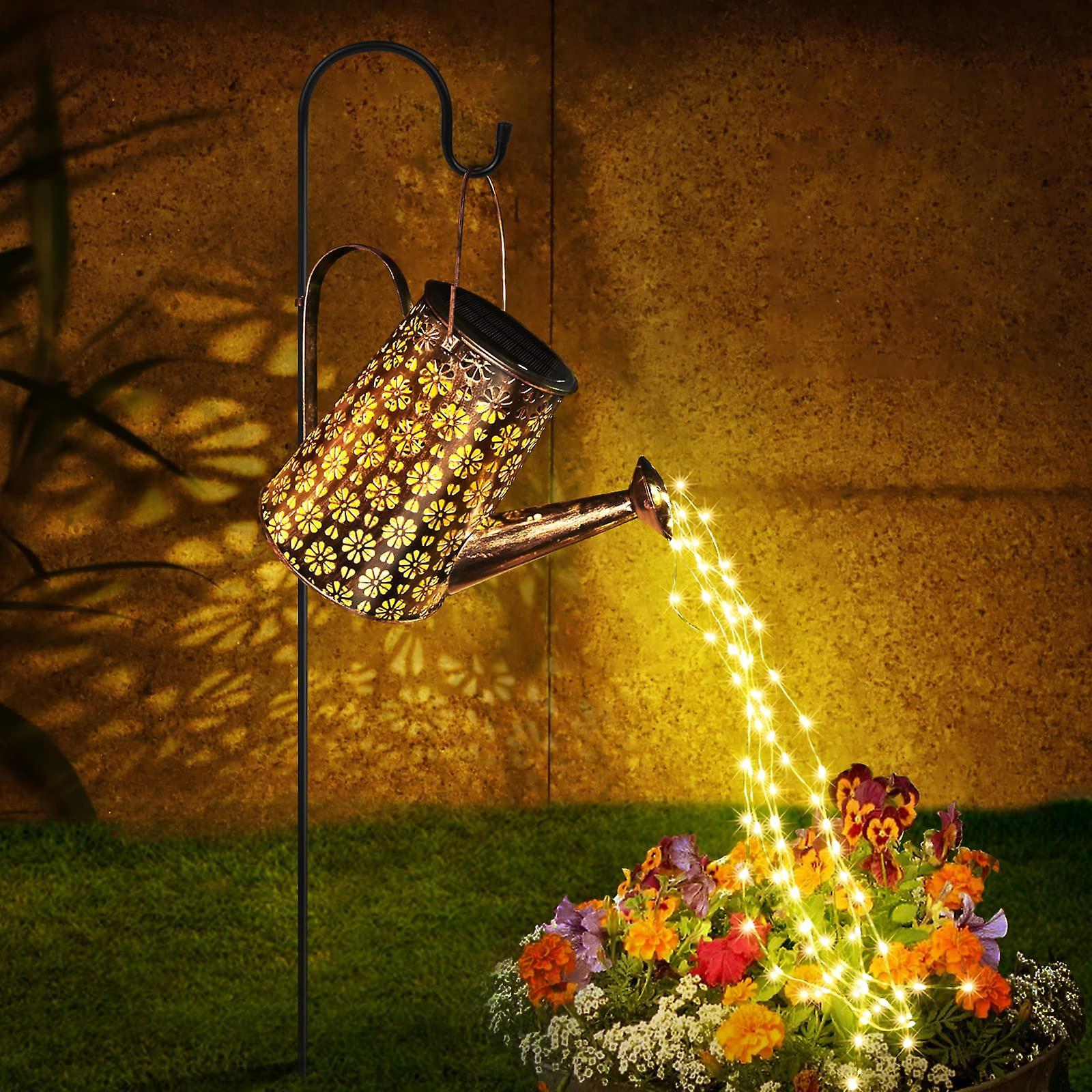 Asygv Solar watering can with light, solar outdoor garden decoration waterproof large chandelier landscape light outdoor decoration