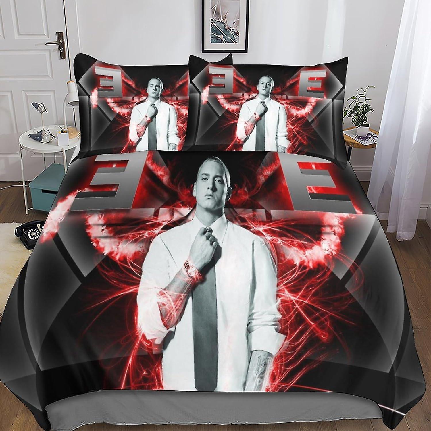 Kerota Eminem Bedding Set Rapper Duvet Cover & Pillowcases 3D Microfiber with Zipper Closure 3 Pcs Pillowcases Suitable for Boys and Girls Single13...