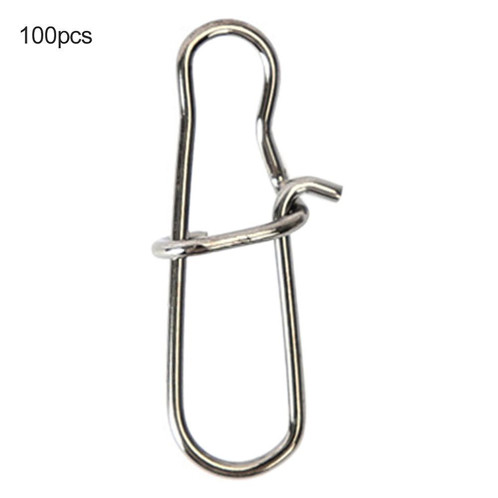 KAKENTH 100Pcs Stainless Steel Snap Hooks Fishing Barrel Swivel Safety Lure Connector 7#