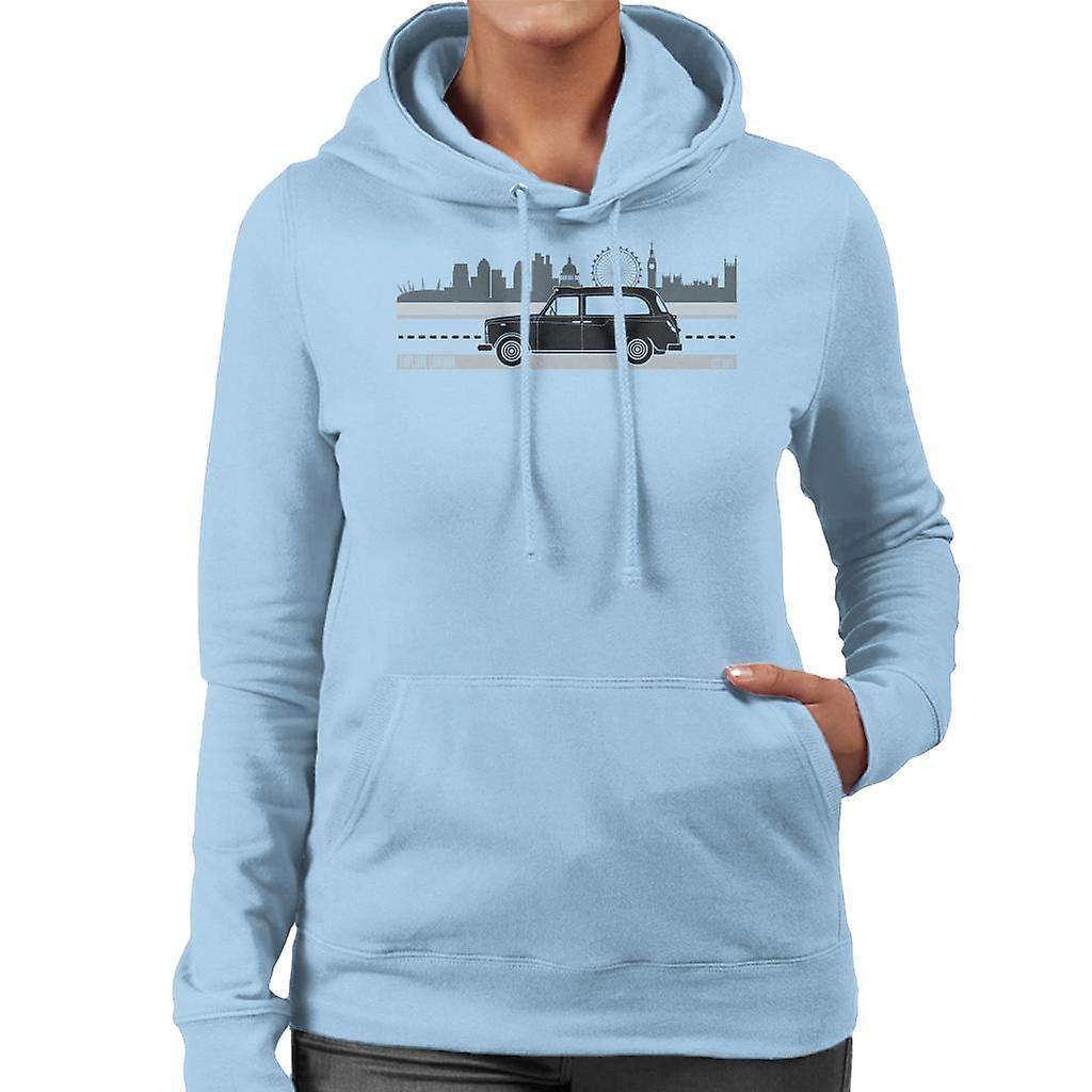 London Taxi Company TX4 Driving Along The City Women's Hooded Sweatshirt Sky Blue Medium