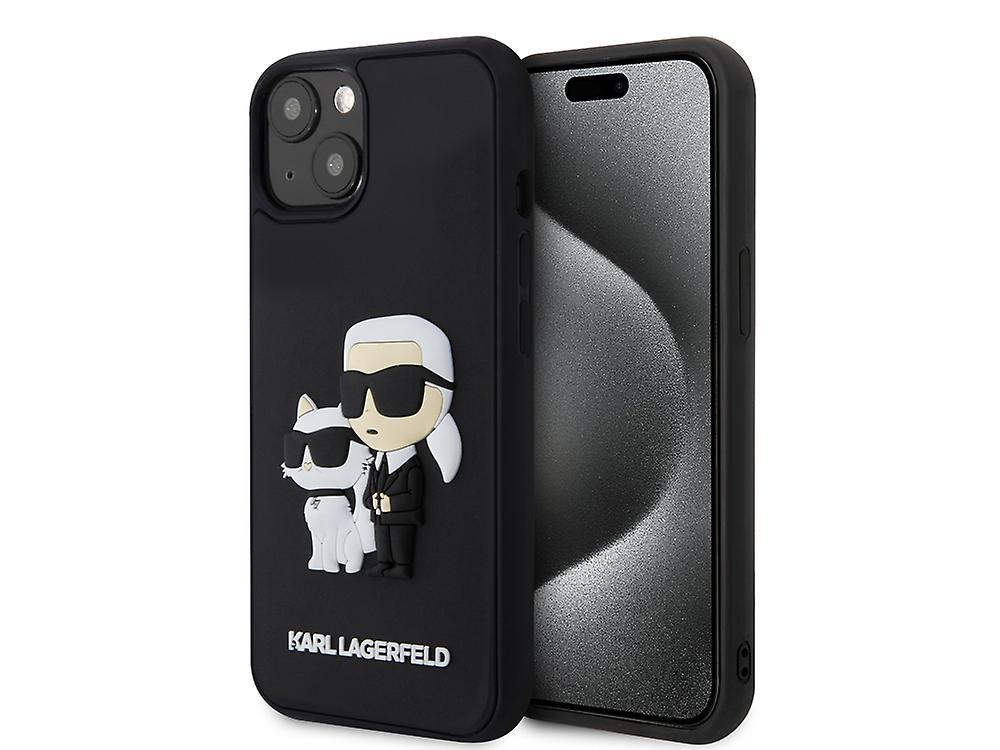 Karl Lagerfeld Case for iPhone 15 Plus 3D Rubber Karl & Choupette, Black