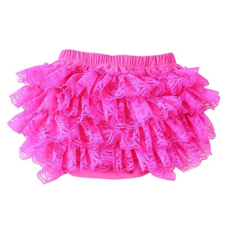 Slowmoose Little Ruffles Shorts - Lace Bloomers Cotton Diaper Covers Hot Pink Large 12-24Months