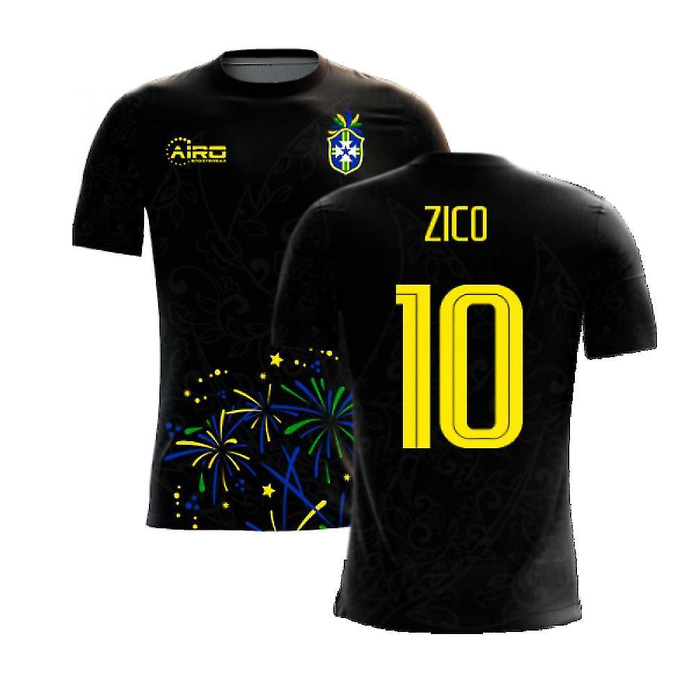 Airo Sportswear 2023-2024 Brazil Third Concept Football Shirt (Zico 10) Black Large 42-44 inch Chest (104-112cm)