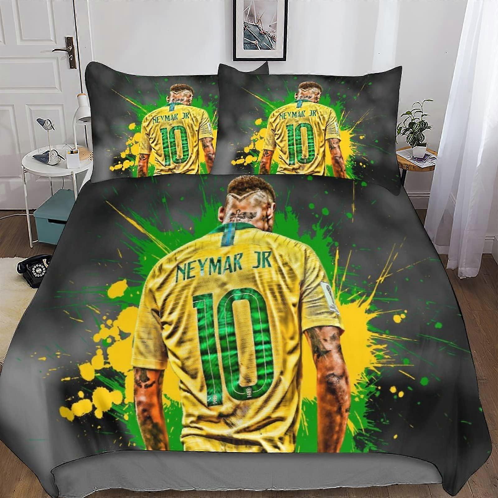 Kerota D Neymar Duvet Cover Bedding Set, Soccer Star Printed Microfiber Bedding Set with Duvet Covers Pillowcases Kingxc 135*200 CM Single135x200cm