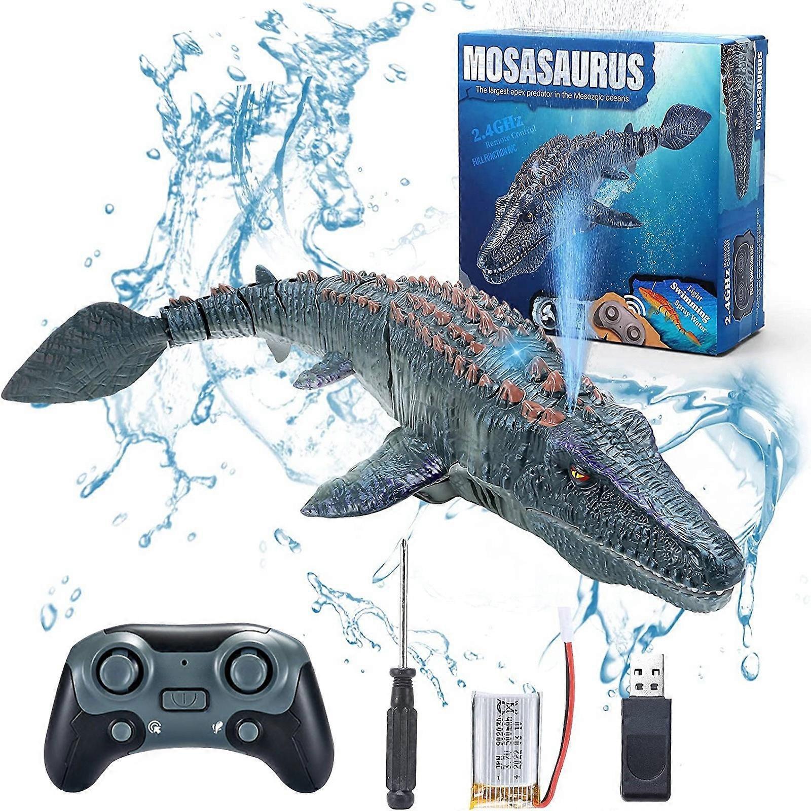 Kakanwo 2.4G RC Dinosaur, Mosasaurus Toy, Dinosaur Toy for 3+ Year Old Boys,Water Toy, Christmas And Birthday Dinosaur Gift for Boys And Girls Blac...