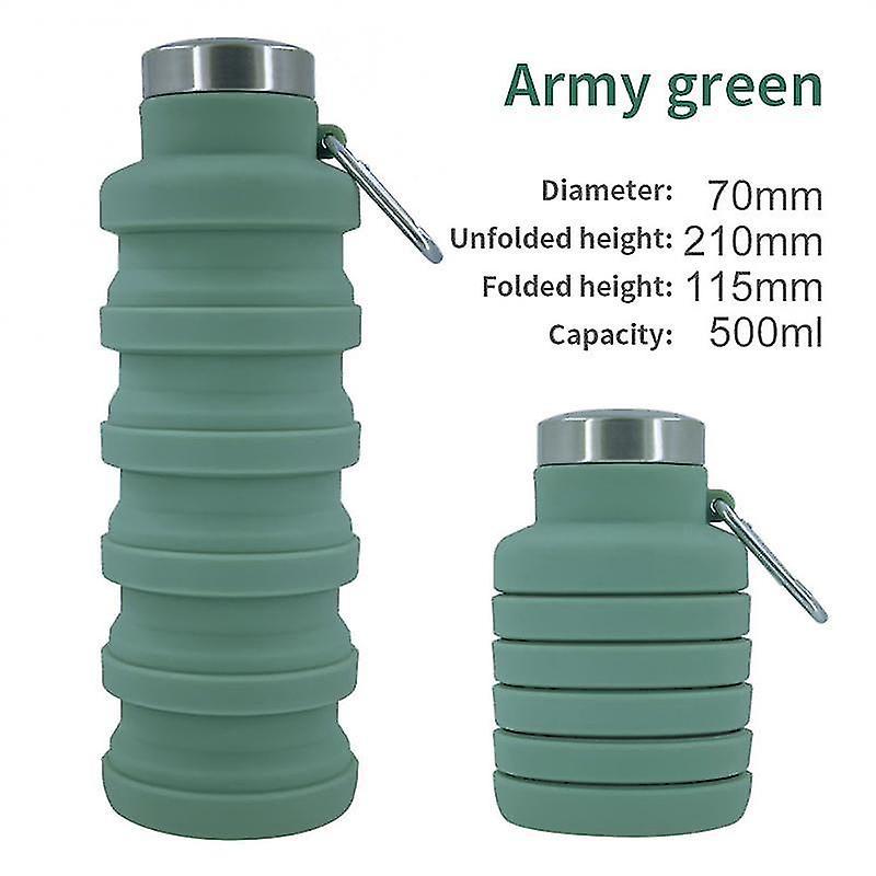 Tianzun Collapsible Water Bottles, Reusable Silicone Foldable Water Bottles Portable Travel Leak Proof Water Bottle Army green