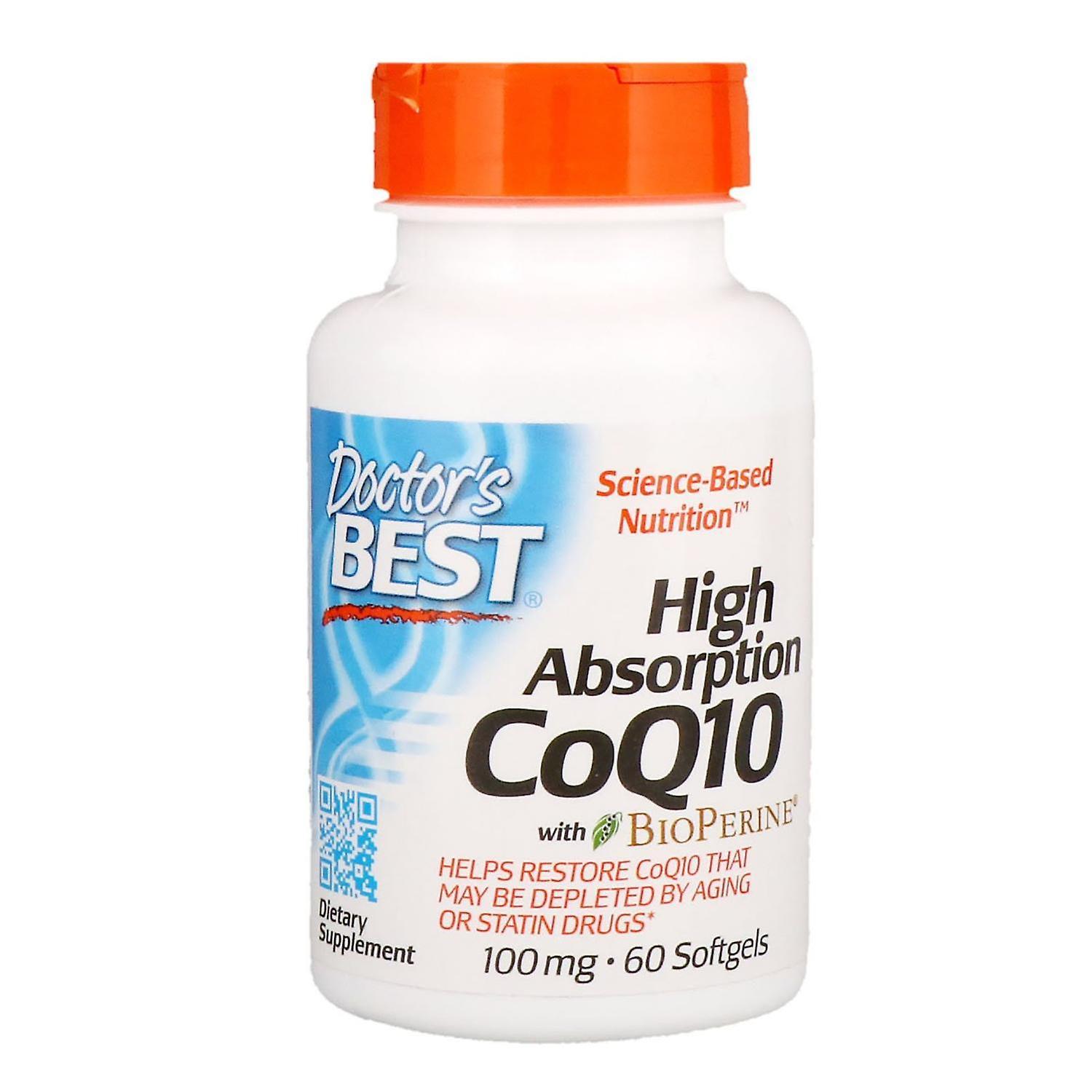 Doctor's Best, High Absorption CoQ10 with BioPerine, 100 mg, 60 Softgels