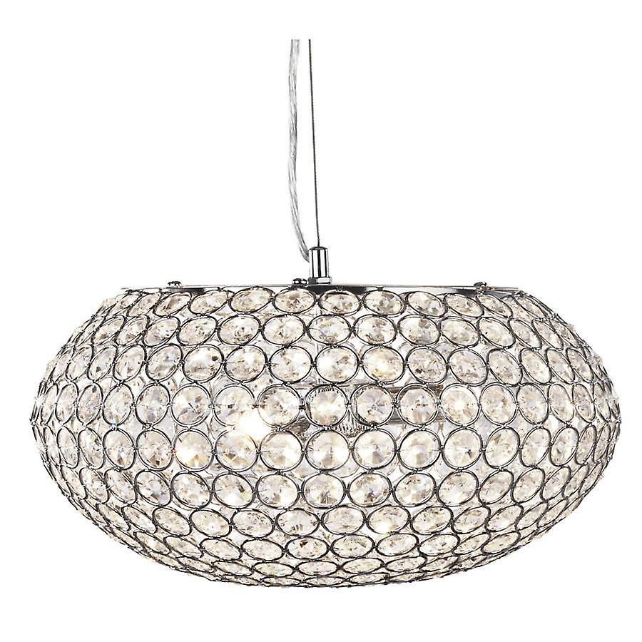 Searchlight Lighting Chantilly 3 Light Ceiling Pendant Chrome with Glass Crystals, G9