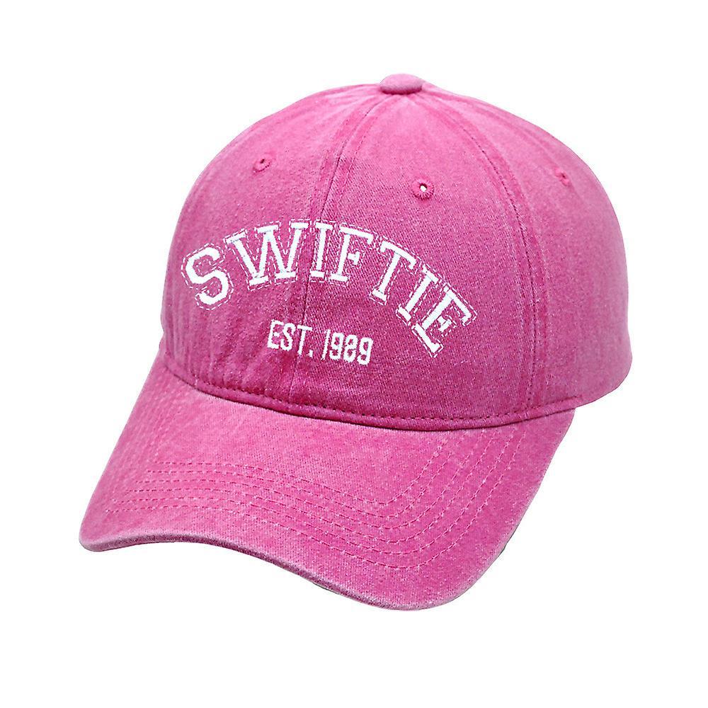 Manchalk 2024 New Mens Womens Taylor Swift Swiftie 1989 Retro Baseball Hat Unisex Sports Adjustable Embroidery Sun Cap Fans Gifts Rose Red