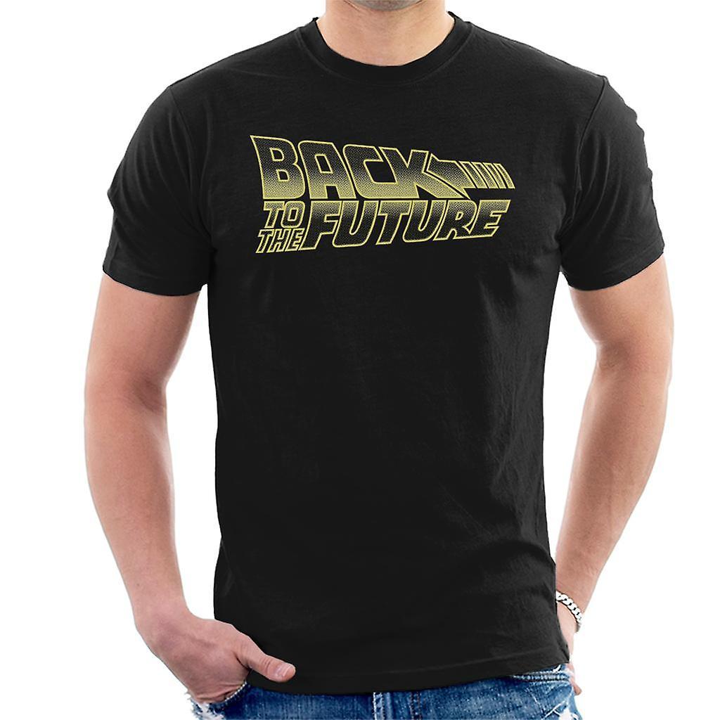 Back to the Future Gold Logo Men's T-Shirt Black Small