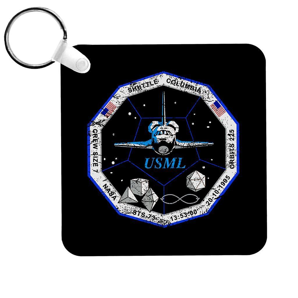 NASA STS 73 Columbia Mission Badge Distressed Keyring Black 5cm x 5cm