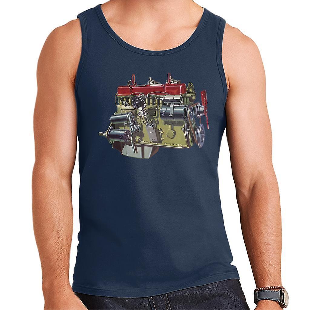 Austin Healey Side View Of Engine British Motor Heritage Men's Vest Navy Blue Medium