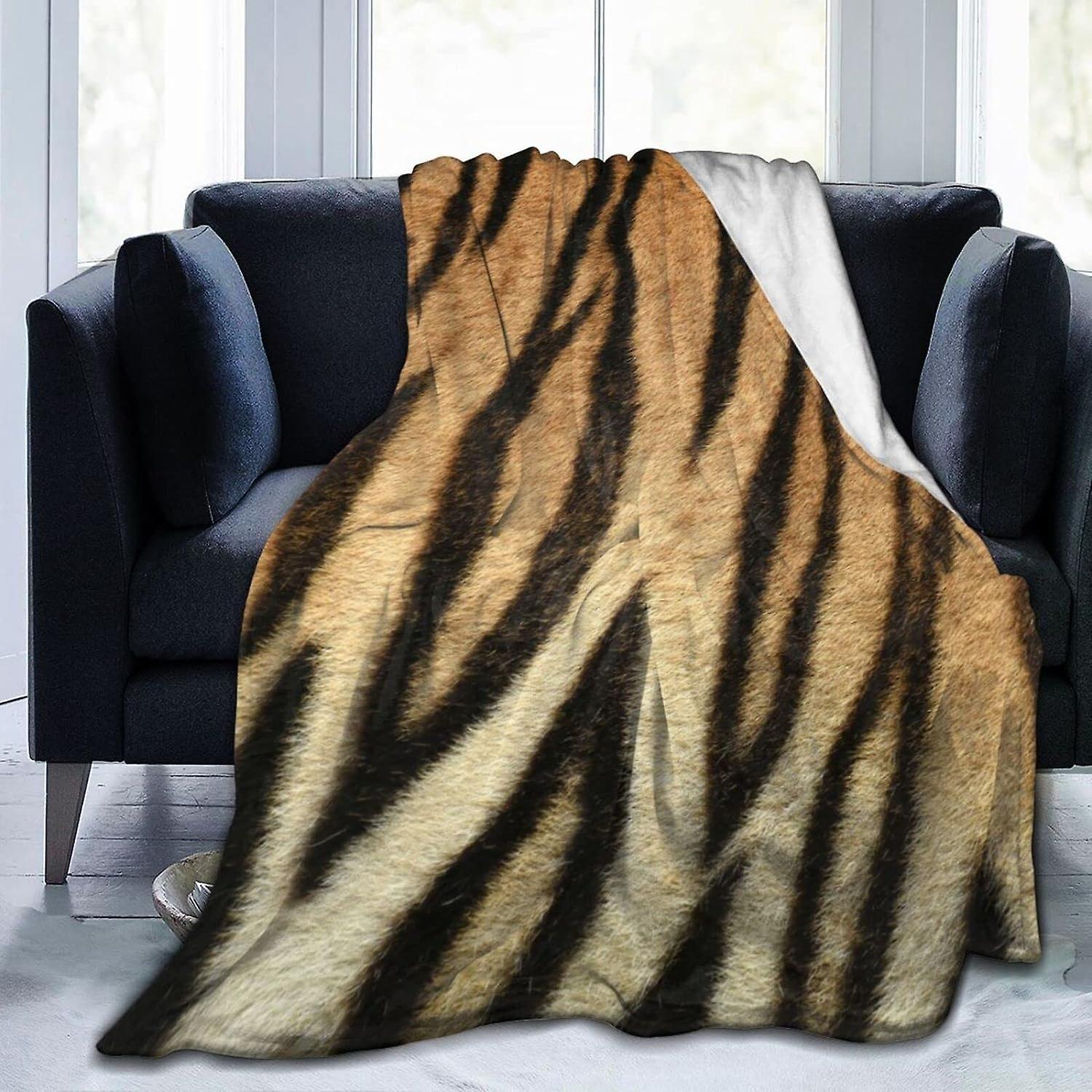 Kerota Throw Blanket Tiger Print Flannel Blanket Soft And Comfortable Single Blanket Washable Anti-pilling For Sofa Couch Bedroom 50"x40" 50x40in 1..