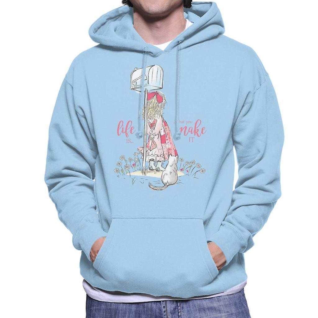 Holly Hobbie Life Is What You Make It Men's Hooded Sweatshirt Sky Blue X-Large