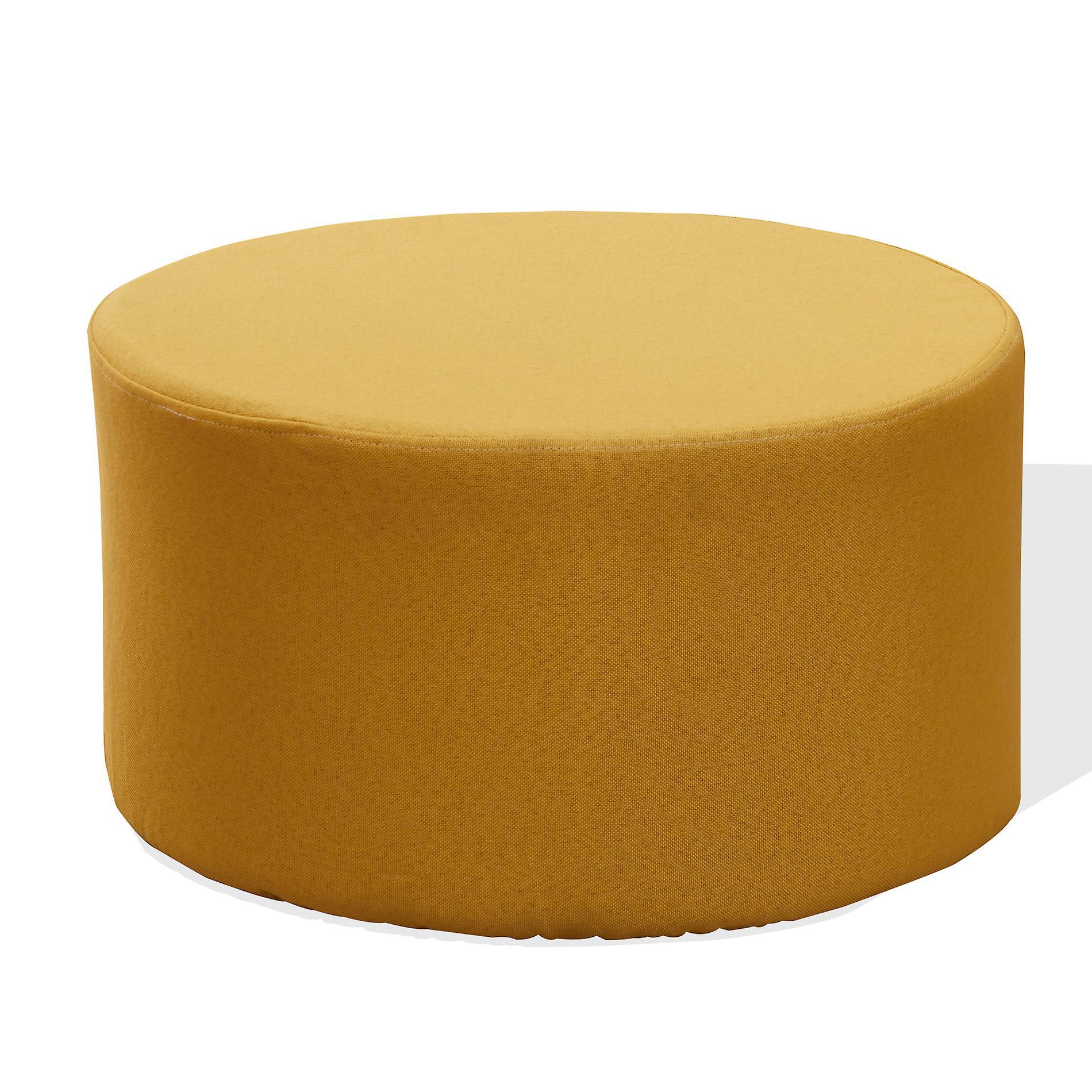 Mobili Rebecca Rebecca Furniture Stool Pouff Padded Wood Modern Yellow Fabric 25x45x45