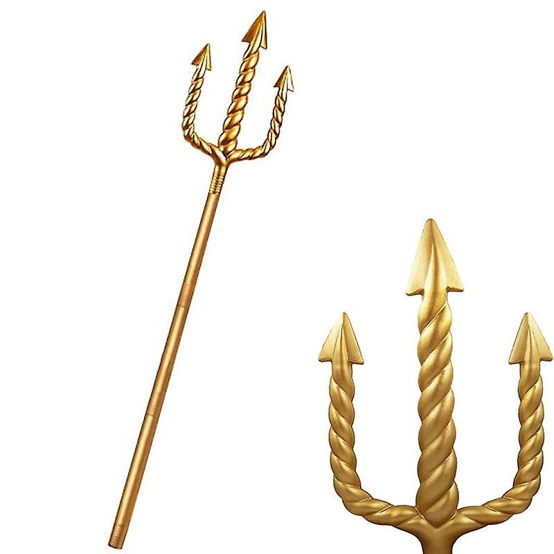 Ruitong King Neptune Trident Devil Pitchfork Staff Scythe Staff Costume Accessory Prop Golden Trident Scepter