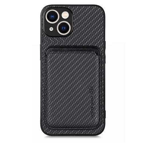 Mobile Case For Iphone 15 Carbon Fiber Leather Card Magsafe Mobile Phone Case Black 15 Pro