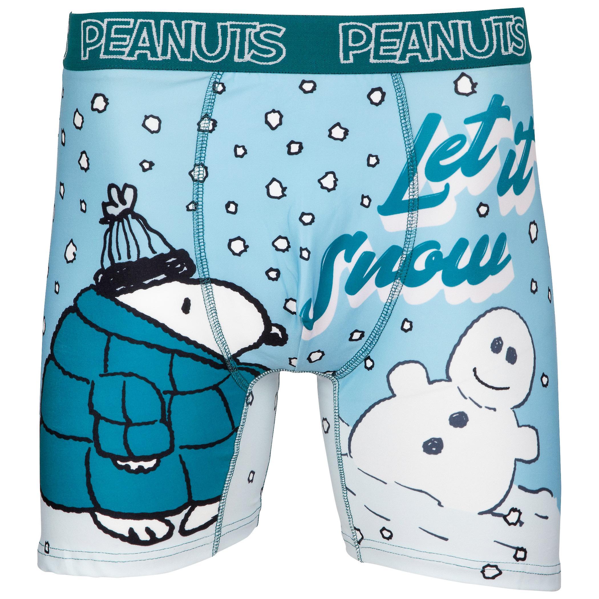 Cartoons Peanuts Snoopy Let It Snow Boxer Briefs Blue Medium (32-34)