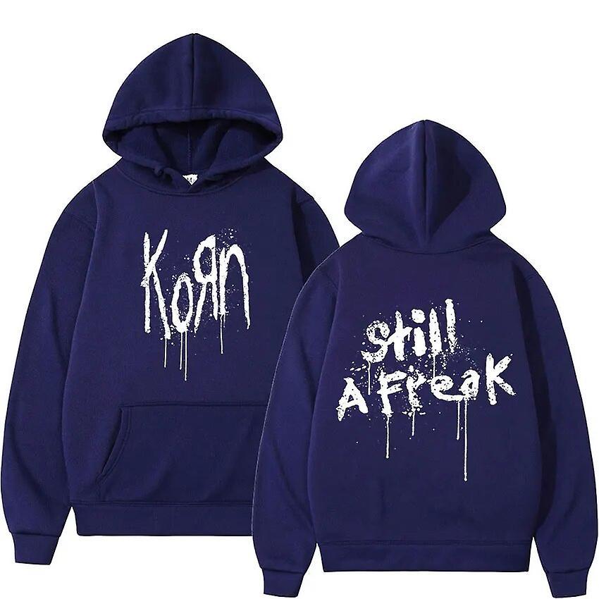 Cciyu Korn Music Concert Rock Band World Tour Hoodie Men Women Hip Hop Oversized Sweatshirt Vintage Metal Pullover Hoodies Streetwear Dark Blue blu...