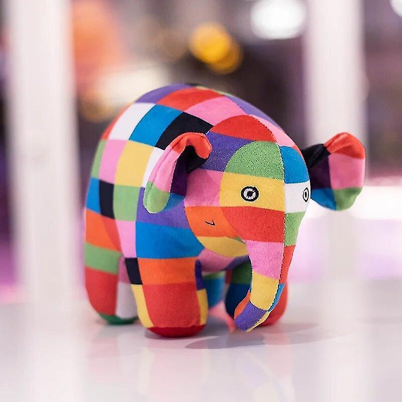 30cm Kawaii Anime Elmer The Elephant Figure Plush Doll Cute Cartoon Plaid Elephant Emma Plush Toy Kids Gift Christmas Gift Banmo