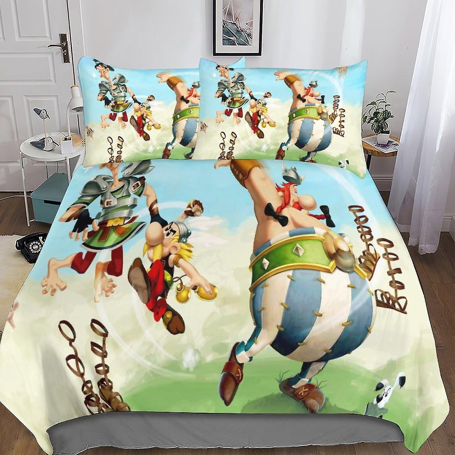 Kerota 3D Asterix Duvet Cover, 3 Pieces with Pillowcases, Microfiber Set, Zipper Closure, Anime Bedding Set for Adults and Children Double Double20...