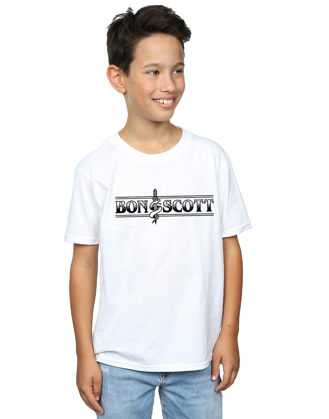 Absolute Cult Bon Scott Boys Bemguit Grime T-Shirt White 12-13 years