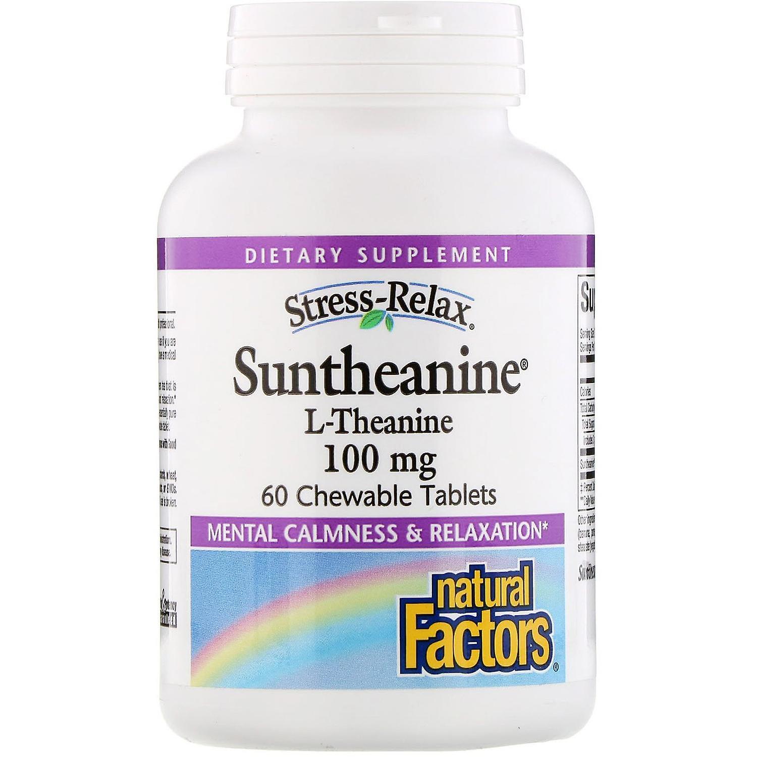 Natural Factors, Stress-Relax, Suntheanine, L-Theanine, 100 mg, 60 Chewable Tabl