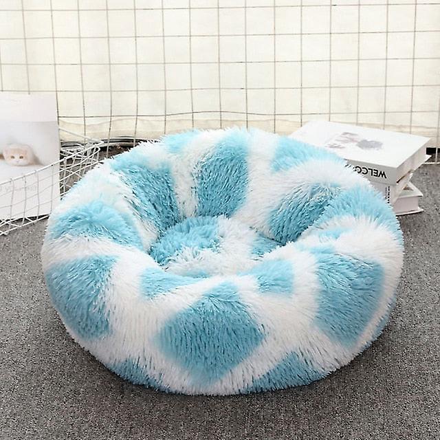 Slowmoose Super Soft Fluffy Comfortable Bed For Large Dog / Cat Blue white M-60cm