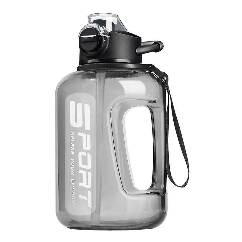 Sychie 1700ml/2500ml Straw Water Bottle With Scale Fashion Large Sports Bottle For Fitness Workout black