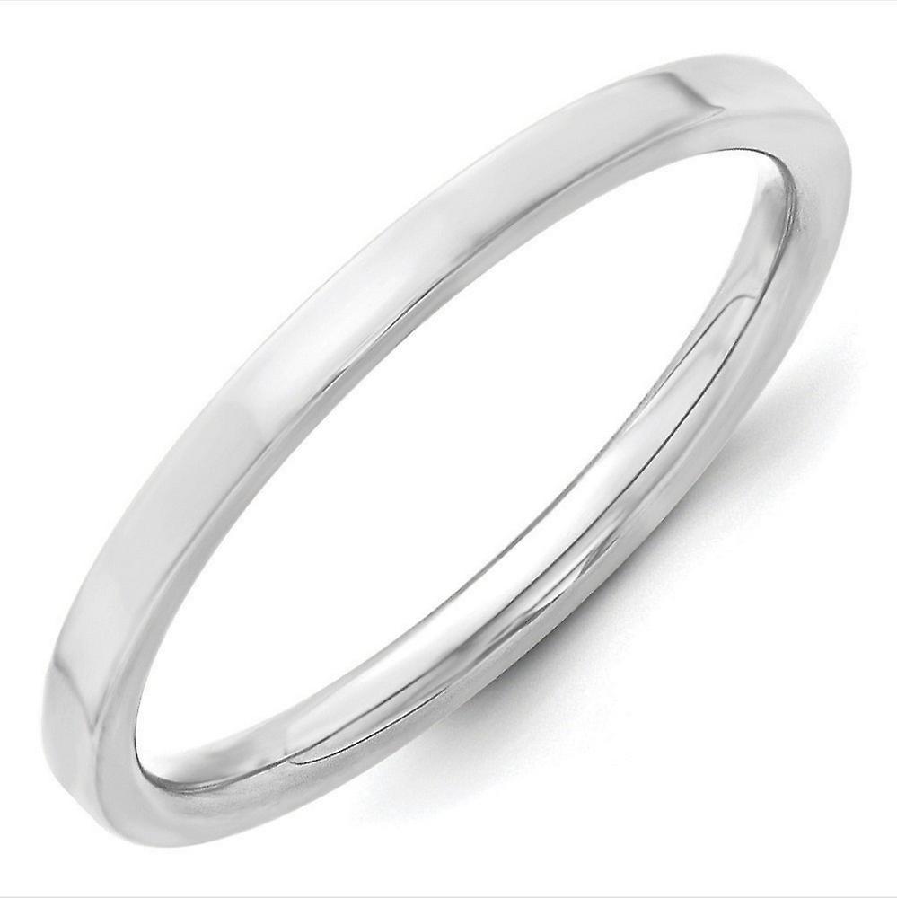 JewelryWeb 14k White Gold Solid Polished Engravable 2mm Standard Flat Comfort Fit Band Ring Jewelry Gifts for Women - Ring Size: 4 13.5