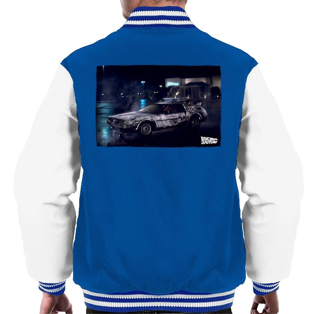 Back to the Future Delorean Cinematic Design Men's Varsity Jacket Royal/White Large