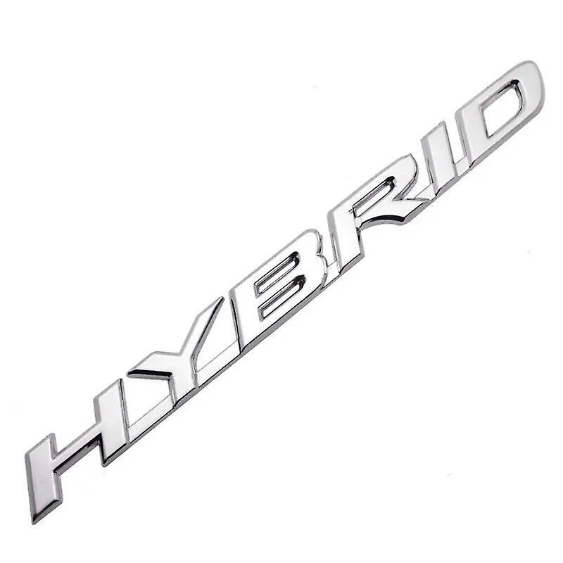 Car Badge 3D Metal HYBRID Logo Rear Trunk Fender Door Car Emblem Badge Sticker Decals For Toyota Lexus RX350 NX200 ES300 IS300 LX470 LX570 Silver