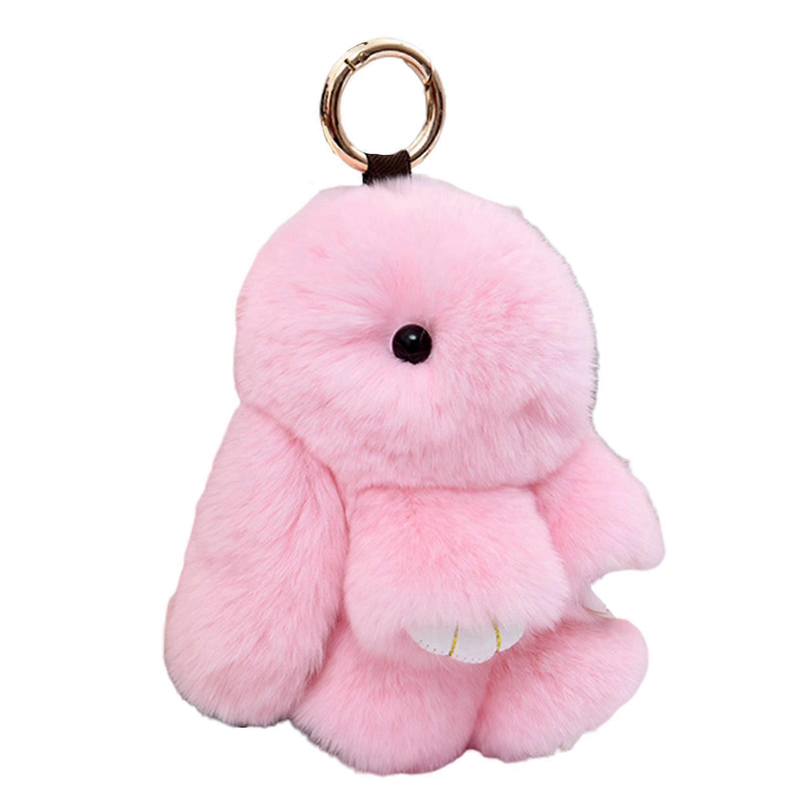 Yamaler Bunny Keychain Super Soft Faux Plush Lovely Rabbit Doll Plushies Backpack Decor Colored Stuffed Rabbit Pendant Children Doll Toy Birthday G...