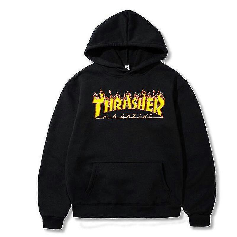 Weige Brand New Thrasher Sweater Flame Sweatshirt Casual Top Fashion Print Hoodie | Fruugo Au Black M