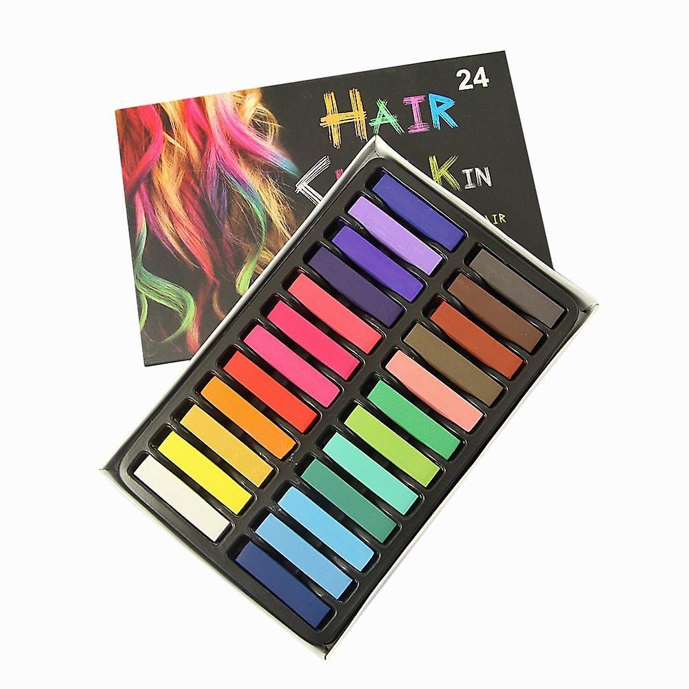 Baodan 24 Color Hair Chalk Temporary Coloring DIY Non Salon Kit Instant