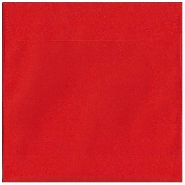 ColorSono Pillar Box Red Peel/Seal 220mm Square Coloured Red Envelopes. 120gsm Luxury FSC Certified Paper. 220mm x 220mm. Wallet Style Envelope. 50