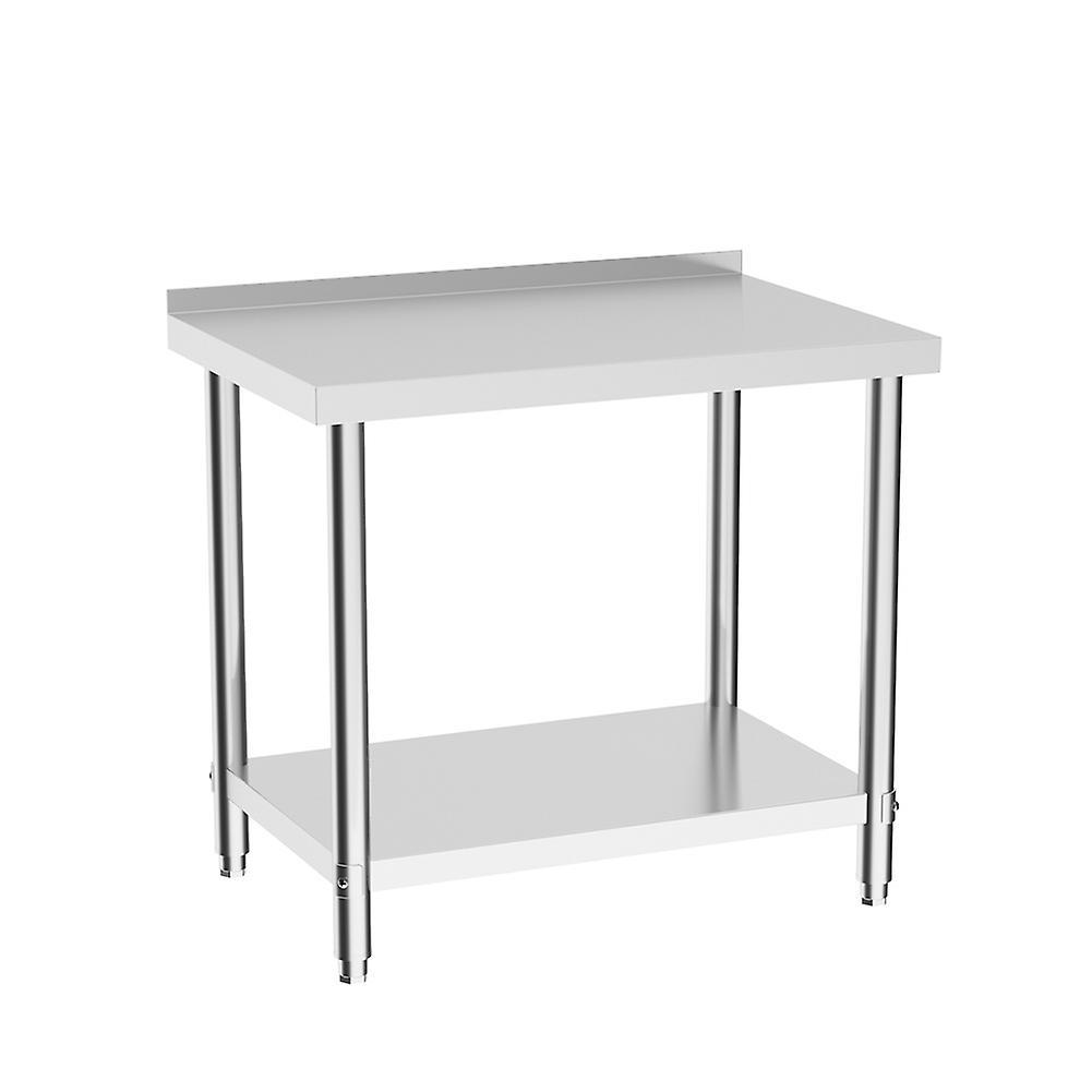 Living And Home Livingandhome Livingandhome 2 Tier Heavy-Duty Commercial Kitchen Prep Table with Backsplash - 90x60x80cm