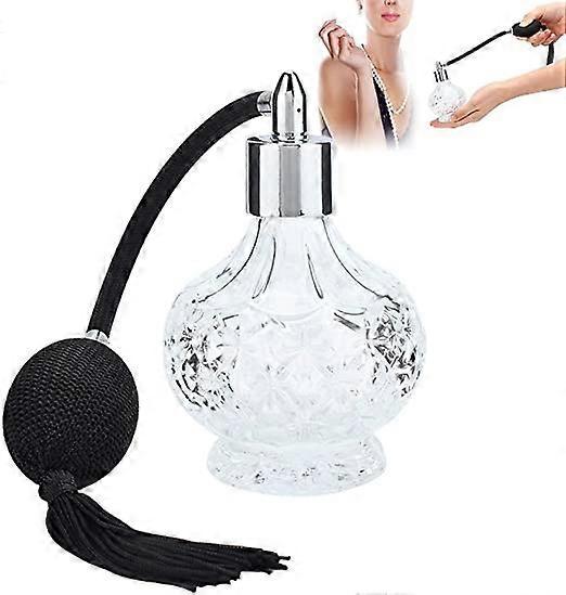 West&month Perfume Atomizer, Vintage Perfume Glass Spray Atomizer Crystal Style Reusable Empty Glass With Tassel (100ml)