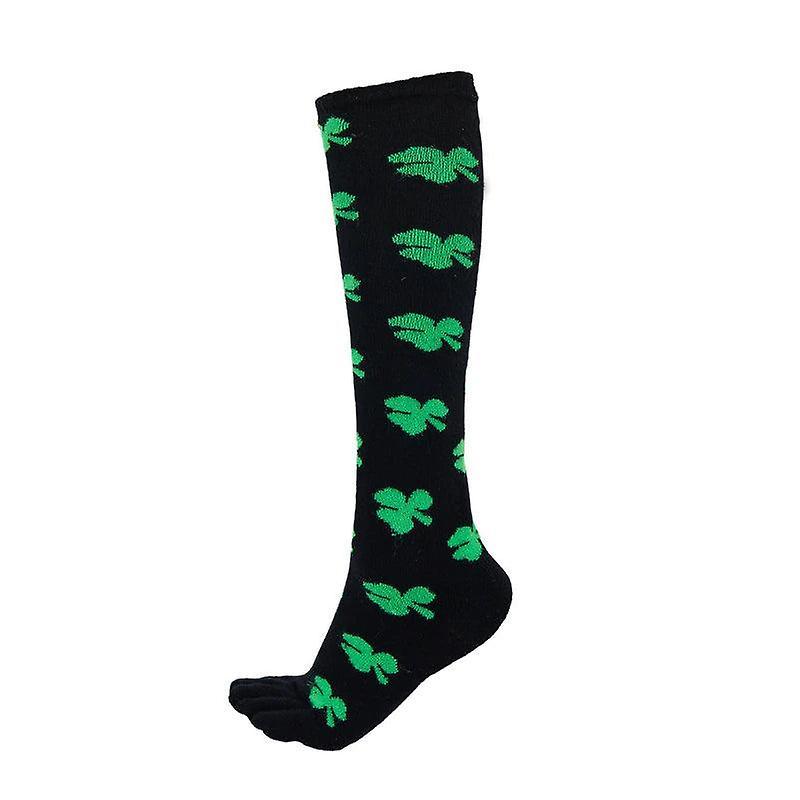 Sock Panda Clover Pattern Knee High Socks (Toe Socks)