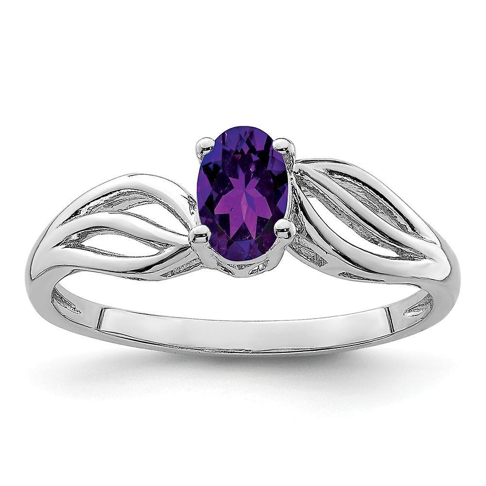 JewelryWeb 925 Sterling Silver Polished Open back Amethyst Ring Jewelry Gifts for Women - Ring Size: 5 to 10 7